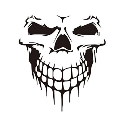 Abbildung von EROSPA® Aufkleber/Sticker KFZ Auto Motorrad Skelett Knochen Schädel Kopf Car Sticker (Schwarz)