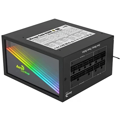 Abbildung von AeroCool MIRAGEGOLD 850W Modulares PC Netzteil RGB, 80 Plus Gold, Japanische Kondensatoren, Schwarz