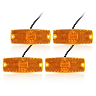 Abbildung von Qiping 4 Pack Begrenzungsleuchte Orange 12V 24V LED Umrissleuchte Gelb Bernstein Positionsleuchte mit E Prüfzeichen für LKW, Pkw Anhänger, Wohnwagen, Kfz, Traktor