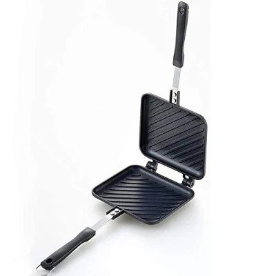 Abbildung von TAMUME Gerillt Oberfläche Sandwichtoaster Antihaft Torteneisen mit Stabilem Griff, Toastie Sandwich Maker Geeignet für die Verwendung auf dem Herd (Geriffelte Oberfläche)