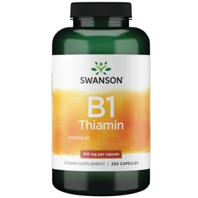 Abbildung von Swanson, Vitamin B1, Thiamin, 100mg, 250 Kapseln, hochdosiert, Laborgeprüft, Sojafrei, Glutenfrei, Ohne Gentechnik