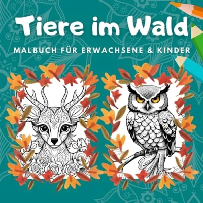 Abbildung von Malbuch für Erwachsene, Jugendliche und Kinder: Tiere im Wald (Malbuch zur Steigerung der Kreativität, Konzentration zum Stressabbau)