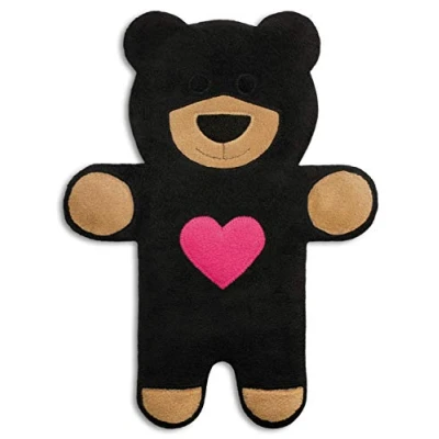 Abbildung von LESCHI Wärmekissen 4 Kammer Körnerkissen für Mikrowelle Tier Bär Teddy Schwarz mit Herz anschmiegsames Getreidekissen Bio Weizen ideal als Wärmespender im Winter und den Bauch