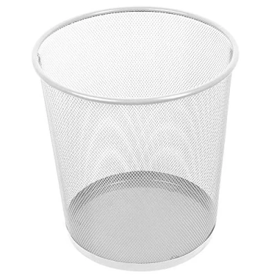 Abbildung von Leviatan Papierkorb Büro 12L Abfalleimer, aus Drahtgeflecht Mülleimer, Papiereimer Metall Büroeimer Mesh Runder, Perlmuttfarben