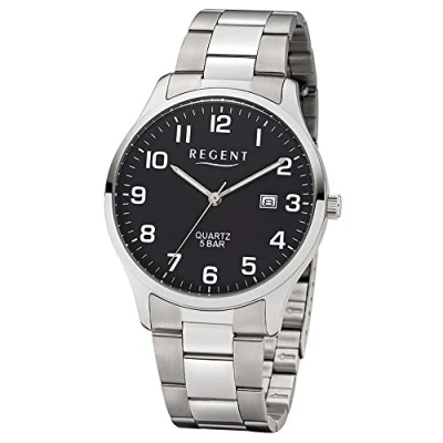 Abbildung von Regent Herren Analog Quarz Uhr mit Edelstahl Armband 11150697