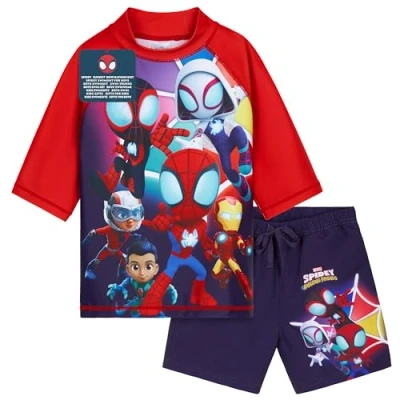Abbildung von Get Trend Marvel Spidey Schwimmanzug Kinder Badeanzug mit Badehose Jungen und Schwimmshirt Strand Urlaub Schwimmen (4 5 Jahre, Marineblau Spidey)