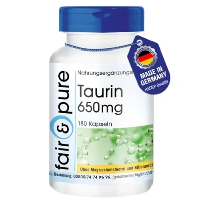 Abbildung von Fair &amp; Pure® Taurin Kapseln 650mg 180 vegan ohne Magnesiumstearat