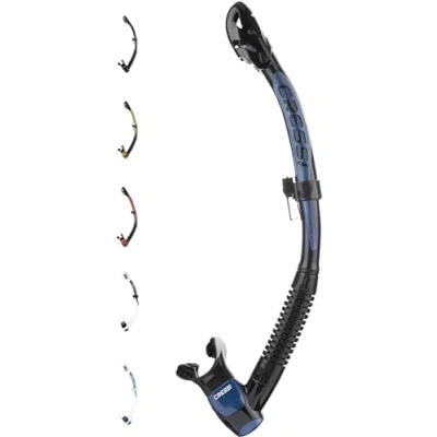 Abbildung von Cressi Unisex Adult Itaca Ultra Dry Snorkel Trockenes Freitauchen und Schnorcheln, Schwarz/Blau Metal, Einheitsgröße