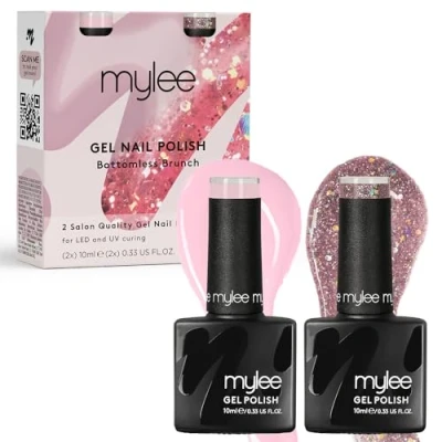 Abbildung von MyGel von MYLEE Pink &amp; Glitter Duo Gel Nagellack Set 2x10ml UV/LED Nail Art Maniküre Pediküre für den Professionellen Einsatz im Wohnzimmer und zu Hause Langlebig Einfach Anzuwenden