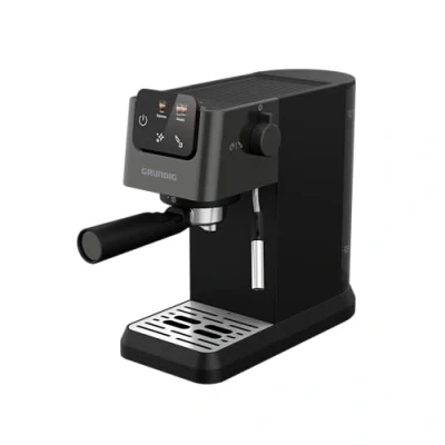 Abbildung von GRUNDIG KSM 4330 Siebträgermaschine mit Milchaufschäumdüse, Espressomaschine, für gemahlenen Kaffee, abnehmbarer Wassertank, Touch Display, 1626 W Leistung, Memory Funktion, Schwarz