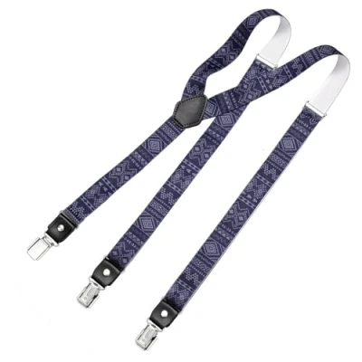 Abbildung von DonDon Hosenträger für Herren schmal 2,5 cm mit 3 extra starken Clips in Y Form elastisch und längenverstellbar, Boho