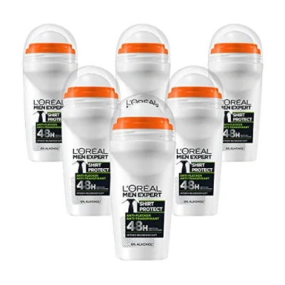 Abbildung von L&#039;Oréal Men Expert Deo für Männer, Anti Flecken Deoroller mit intensiv belebendem Duft bis zu 72 Stunden Frische, Shirt Protect, 6 x 50 ml