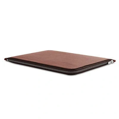 Abbildung von Woolnut Leder Folio Zipper Sleeve Case Hülle Tasche für MacBook Pro 13/14 Zoll Cognac Braun