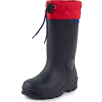Abbildung von Ladeheid Gummistiefel Kinder mit Schnürung Hohe Regenstiefel für Jungen und Mädchen Bequeme, rutschfeste federleichte Regenschuhe alle Jahreszeiten LARB014 (Marineblau, 23 24 EU)