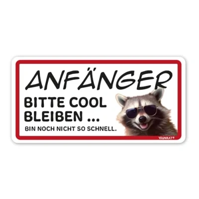 Abbildung von Auto Magnet Schild Fahr Anfänger Motiv Waschbär I 20 x 10 cm kfz_769