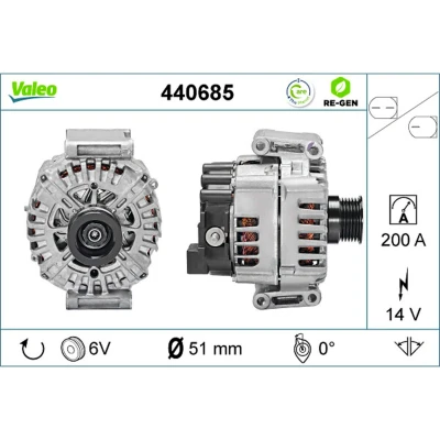 Abbildung von VALEO 440685 Lichtmaschine 14V 200A MERCEDES BENZ: E Class Saloon, Sprinter 5 T Van, 3 Minibus kfzteile, mister auto, atp autoteile,