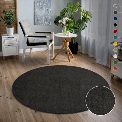 Abbildung von Sanat Teppich »Uni« rund 13 mm Höhe robuster Kurzflorteppich, große Farbauswahl, Wohnzimmer, alle Räume