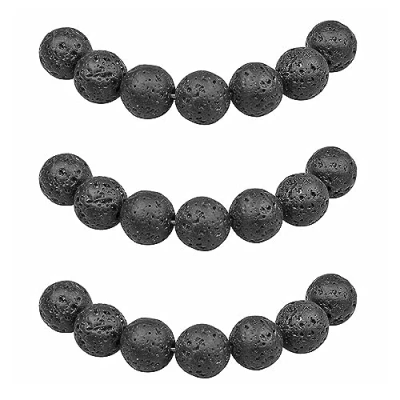 Abbildung von MJDCB Perlen zum Auffädeln 8mm 45 stück vulkanstein Schwarze Lava Halbedelsteine mit Loch Natürliche Lose Runde Steinperlen für Herstellung Schmuck Armbänder Halsketten