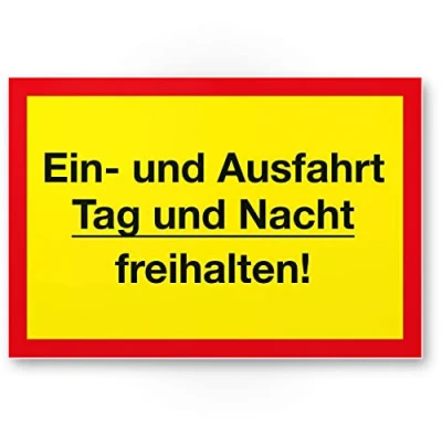 Abbildung von Komma Security Ein und Ausfahrt Tag Nacht Freihalten Schild 30 x 20 cm Hinweisschild Einfahrt auch gegenüber Parken verboten Parkverbot Halteverbot