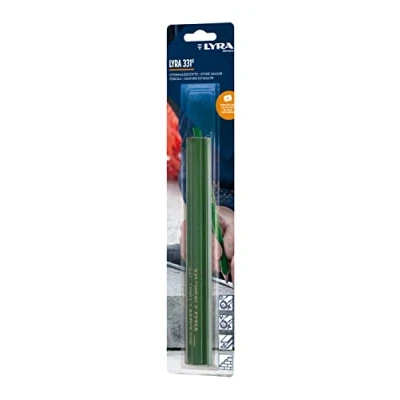 Abbildung von LYRA L4318003, Steinhauerstift 331® oval 24cm lang, Bleistift in Profi Ausführung, ideal für Markierungen auf Stein / Beton, 3 Stück im Blister