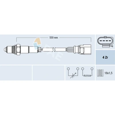 Abbildung von FAE 77439 Lambdasonde beheizt schwarz VOLKSWAGEN: Polo V Hatchback, IV Golf 5, AUDI: A3 A4 B8 Avant, Q5, SEAT: Ibiza 3