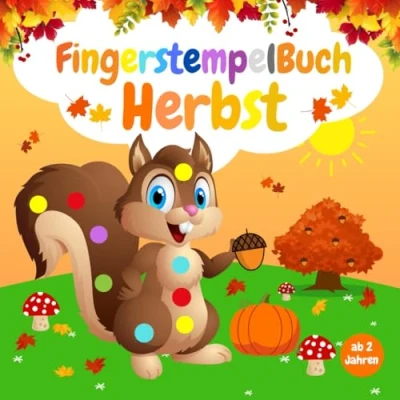 Abbildung von Fingerstempelbuch Herbst ab 2 Jahren: Fingerfarben Stempelbuch mit 50 Herbstmotive für Kinder Zum Kreativen Kritzeln, Fingerstempeln, Malen und Basteln Bastelbuch Jahre Mädchen Jungen