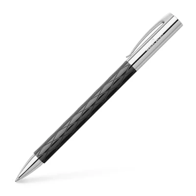 Abbildung von Faber Castell 148900 Drehkugelschreiber AMBITION Edelharz Rhombus, Mine: B, inklusive Geschenkverpackung, Schaftfarbe: schwarz / silber