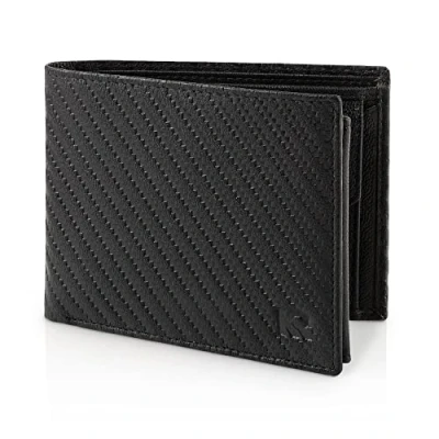 Abbildung von KRONIFY Leder Geldbörse Herren I Echtleder Portmonee RFID Schutz Querformat mit Münzfach 13 Kartenfächer Geldbeutel eleganter Box Carbon