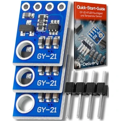 Abbildung von AZDelivery 3 x GY 21 HTU21 Feuchtigkeit und Temperatur Sensor kompatibel mit Arduino Raspberry Pi inklusive E Book!