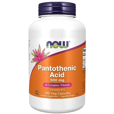 Abbildung von Now Foods, Pantothenic Acid (Pantothensäure), 500 mg, 250 vegane Kapseln, Laborgeprüft, Vitamin B5, Hochdosiert, Glutenfrei, Sojafrei, Vegetarisch