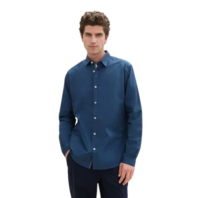 Abbildung von TOM TAILOR Herren Regular Fit Business Hemd mit Stretch, 26779 Nighttime Blue, L