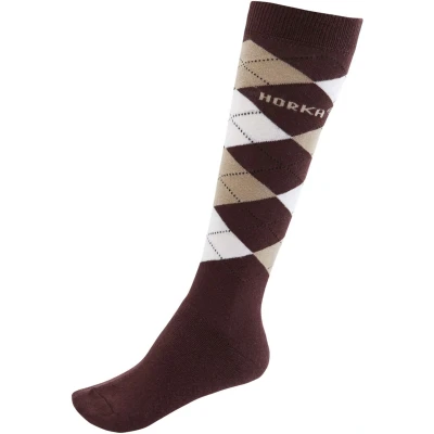 Abbildung von Horka Socken Riding Check Kariert Dunkelbraun beige M