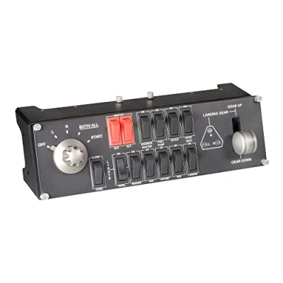 Abbildung von Logitech G Saitek Pro Flight Switch Panel, Simulations Schalttafel für Flug Simulatoren, LCD Display, Fünf Stufen Magnetzünder Drehschalter, Realistische Fahrwerksteuerung, USB Anschluss, PC Schwarz