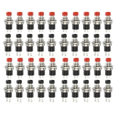 Abbildung von Taster 40 Stück PBS 110 Momentary ​Drucktaster (20Rot + 20 Schwarz) ​Taster 12V SPST ON/OFF Mini Schalter für KFZ, Boote &amp; Elektronik Robustes ​Druckschalter​ Design mit 2 Pin