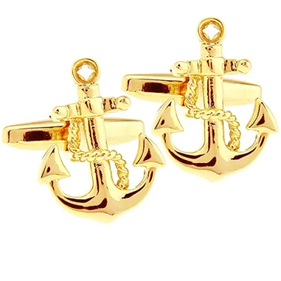 Abbildung von HONEY BEAR nautische Anker Anchors Manschettenknöpfe Cufflinks, Nautical Edelstah für das Geschäft Hochzeit Geschenkl,1 Paar (Gold 1)