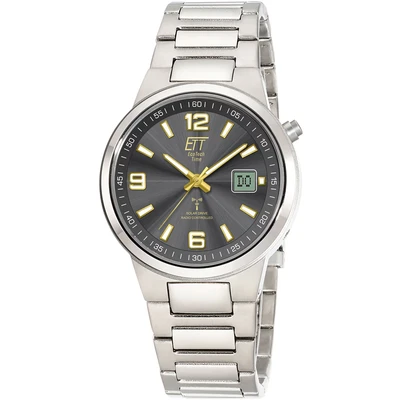 Abbildung von ETT Funkuhr Armbanduhr, Herrenuhr, Solar, Titan, analog, digital