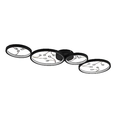 Abbildung von Trio Leuchten LED Deckenleuchte Groovy 642110432, Metall Schwarz matt, Kristallglas, inkl. 37 Watt LED, Switch Dimmer