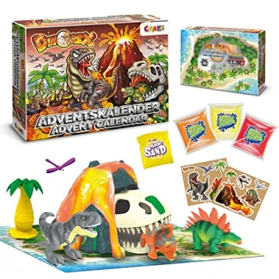 Abbildung von CRAZE DINOREX Adventskalender Kinder Dino Spielzeug mit Dinosaurier Figuren, Playset Vulkan und Lava