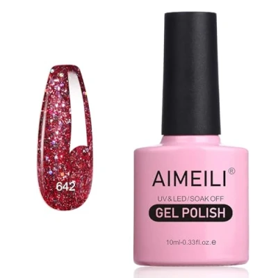 Abbildung von AIMEILI Glitzer Gel Nagellack UV LED Soak Off Mit Glitzerpartikel Sparkle Nail Polish Luminous 10ml 642