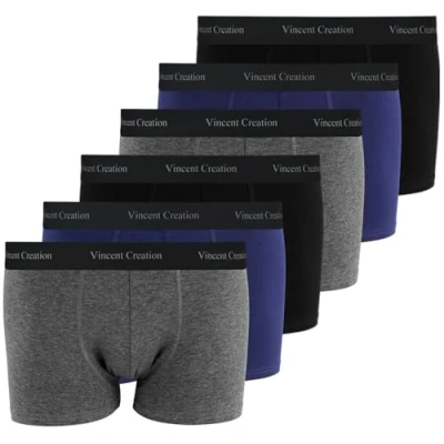 Abbildung von Vincent Creation 6er Pack Boxershorts, Boxer, Unterhose, Herren Retroshorts, Mix (schwarz/grau/Marine), Gr. XXL