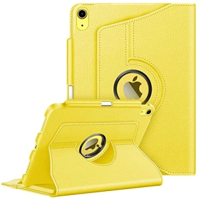 Abbildung von Fintie Hülle für iPad 10. Generation 2022 (10.9 Zoll) mit Pencil Halter Schutzhülle Cover 360 Grad drehbarem Ständer und Auto Schlaf/Wach Funktion, Gelb