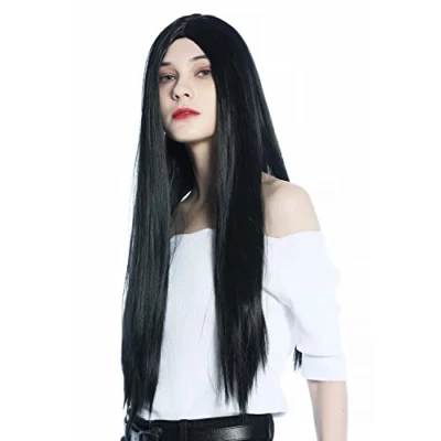 Abbildung von WIG ME UP CW 049 K1 Perücke Damen Herren Karneval lang glatt Mittelscheitel schwarz Gothic