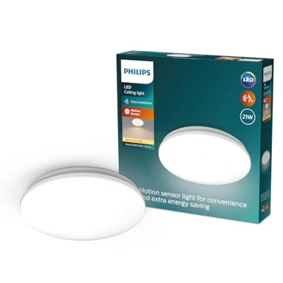 Abbildung von PHILIPS Acuna CL253 Deckenleuchte mit Sensor, Rund, 21W, 2500Lm, 2700K, Weiß, IP20, warmweißes Licht