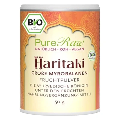 Abbildung von Haritaki Pulver Bio (Vegan Ayurvedisch) Terminalia Chebula Chebulische Myrobalane Myrobalanenfrüchte für Triphala Ayurveda Kräuter Gewürze Organic Powder PureRaw 100g (=2x 50g)