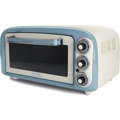 Abbildung von Ariete Vintage Ofen 979, Retro Elektrobackofen mit 3 Backpositionen, 30 cm Pizzaofen, Max. Temperatur 230C, Timer, Edelstahlgrill, 1300W, Blau