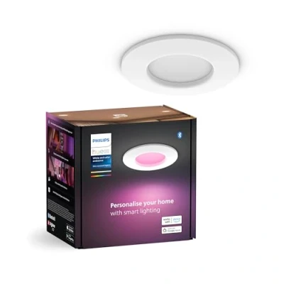 Abbildung von Philips Hue Smart Slim Einbauleuchte, 90mm, weiß &amp; Farbiges Licht, Bluetooth kompatibel, Sprachsteuerung mit Alexa, Apple Home Google Assistant,