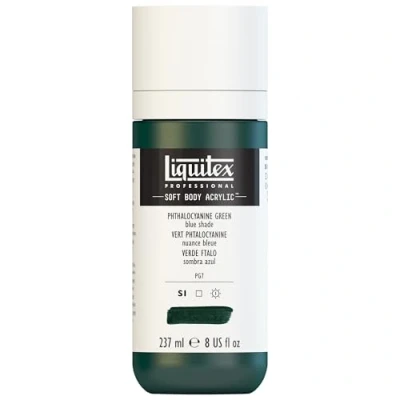 Abbildung von Liquitex 1923317 Professional Acrylfarbe Soft Body Künstlerfarbe in cremiger deckender Konsistenz, hohe Pigmentierung, lichtecht &amp; alterungsbeständig, 237ml Flasche Phthalogrün (Blauton)