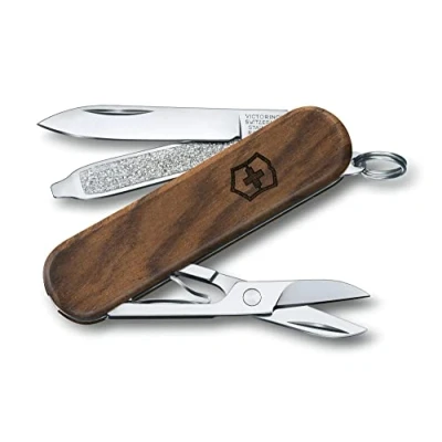 Abbildung von Victorinox Schweizer Taschenmesser, Klein, Classic SD Wood, Multitool, Swiss Army Knife, 5 Funktionen, Klinge, Nagelfeile