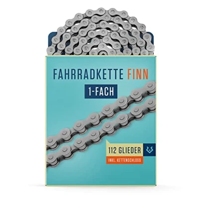 Abbildung von Alphatrail Fahrradkette Finn 1 fach Nabenschaltung &amp; Singlespeed 112 Glieder I Kompatibel mit Shimano, SRAM, KMC, Connex Schaltungen Inkl. Kettenschloss
