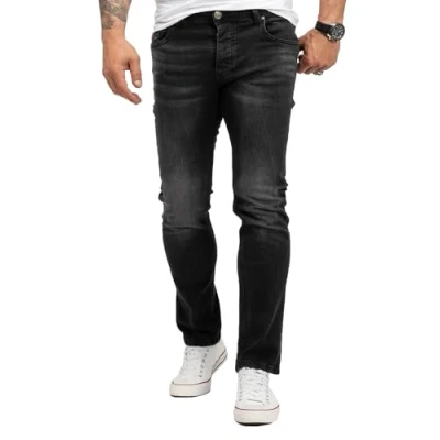 Abbildung von Lorenzo Loren Herren Jeans Regular Fit Stretch Männerhose Herrenjeans Denim Hosen Herrenhose Straight Cut Stonewashed LL 4004 Dunkelgrau W40 L36